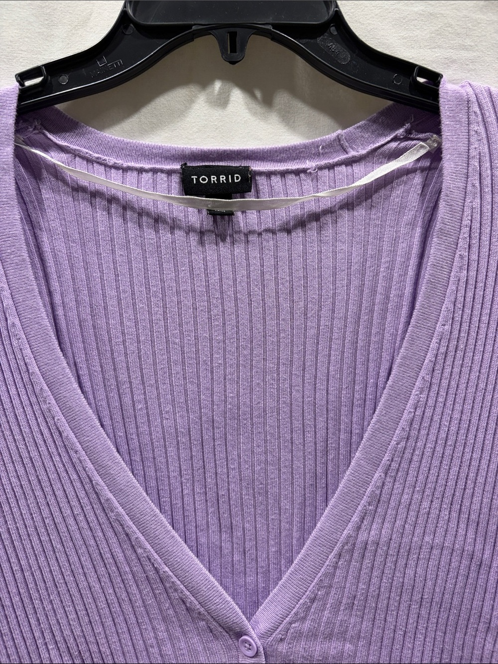 Torrid Lavender Ribbed V-Neck Button Cardigan - Picture 2 of 7